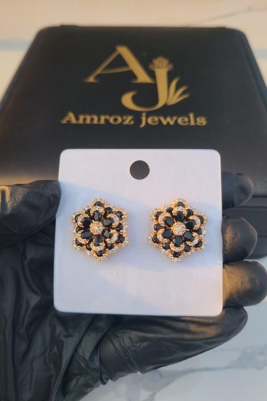 Black Flower Stud Earrings