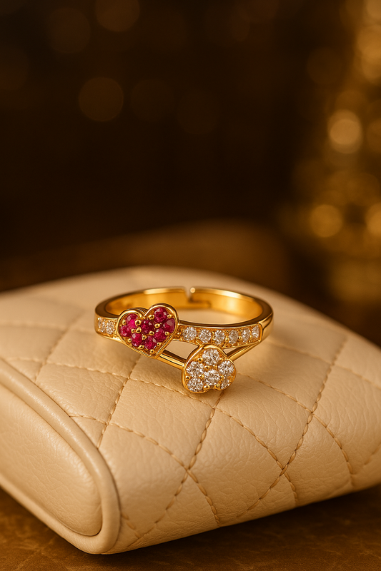 Double Heart Pavé Ring