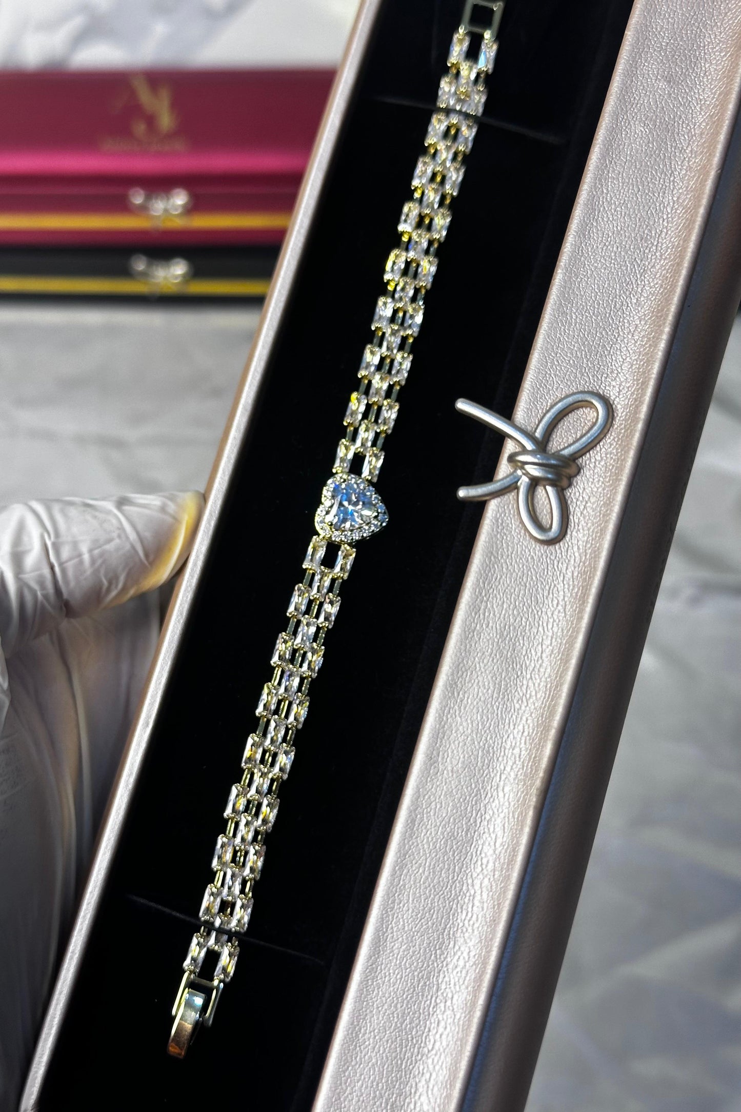 Eternal Heart Solitaire Bracelet - 24K Gold Edition