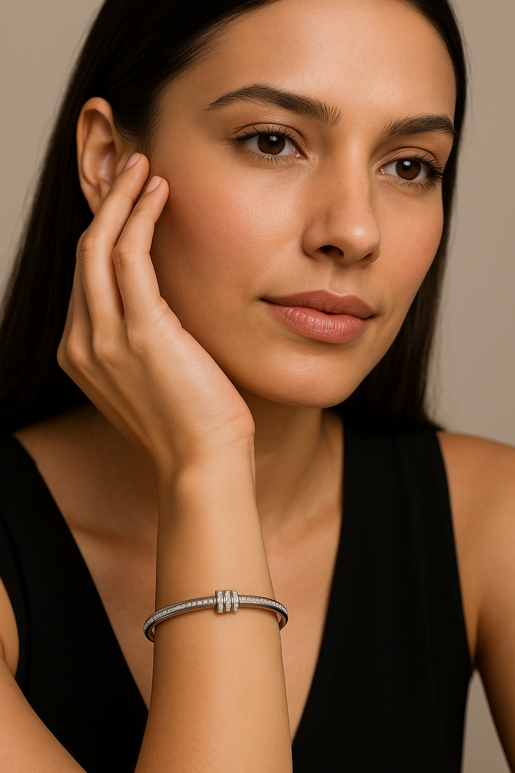 Triple Band Crystal Bangle