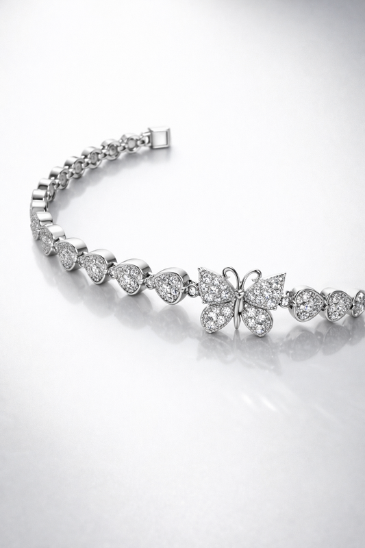 Butterfly Center Heart Chain Bracelet