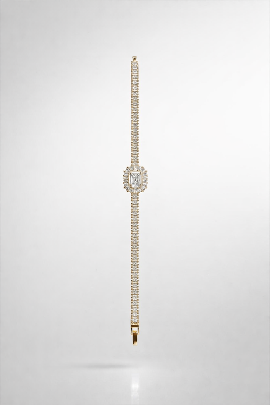 Gold Halo Radiant Bracelet - 1 Carat Look
