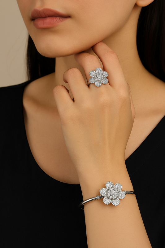 Crystal Blossom Bangle & Ring