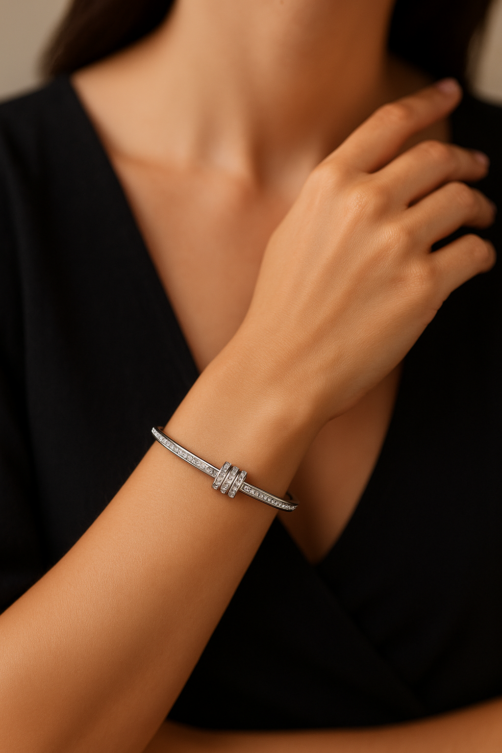 Triple Band Crystal Bangle
