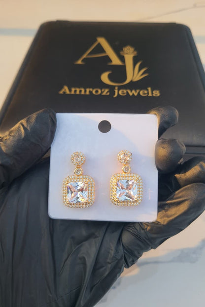 Square Crystal Drop Earrings