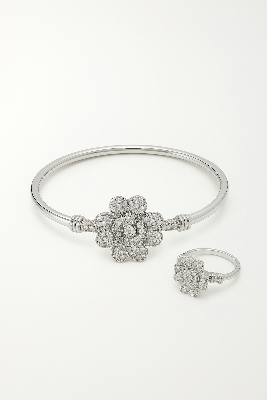 Crystal Blossom Bangle & Ring