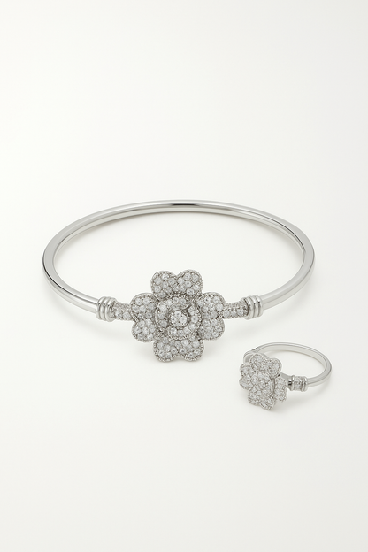 Crystal Blossom Bangle & Ring