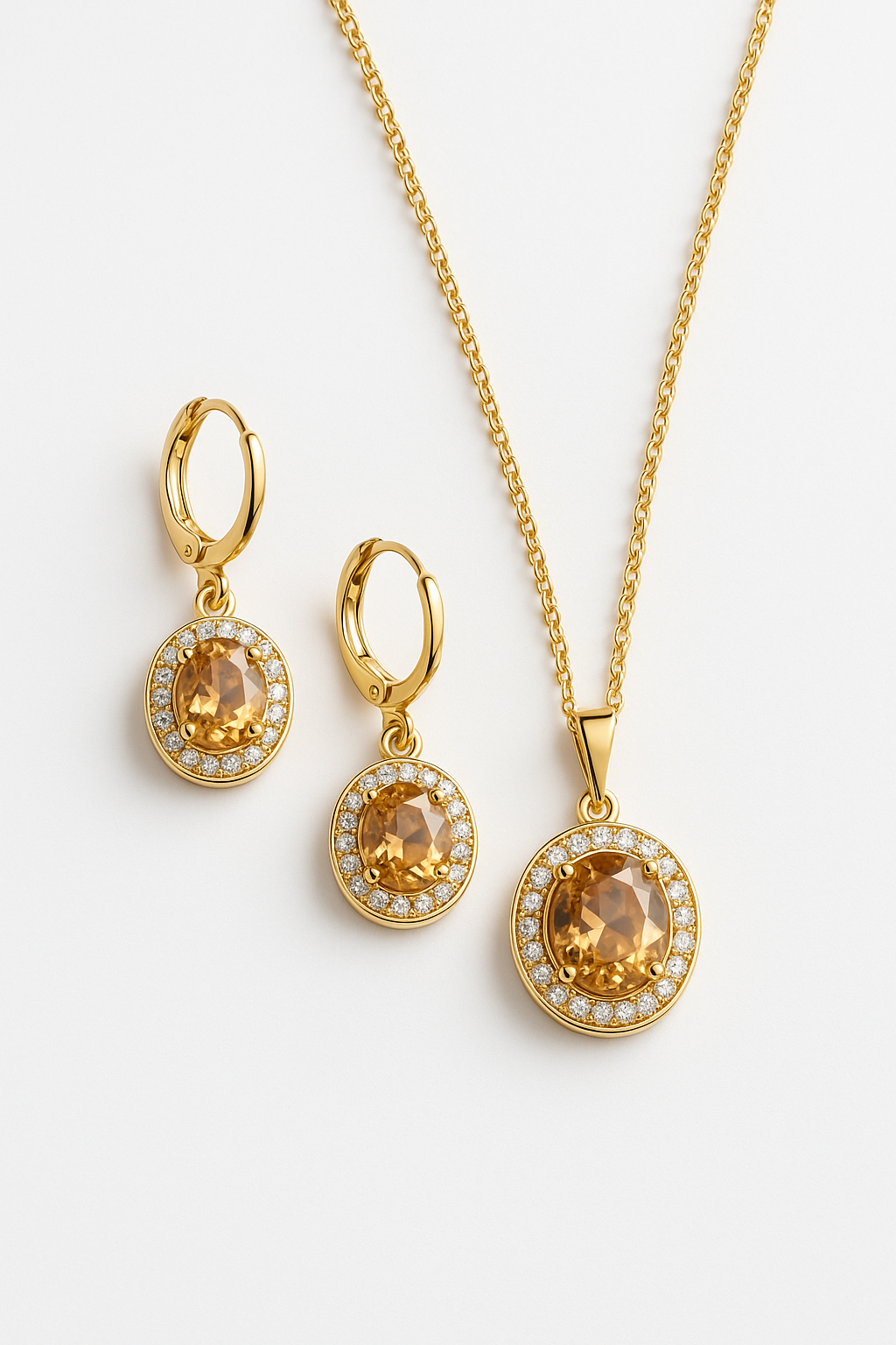 Cubic Zirconia Halo Set