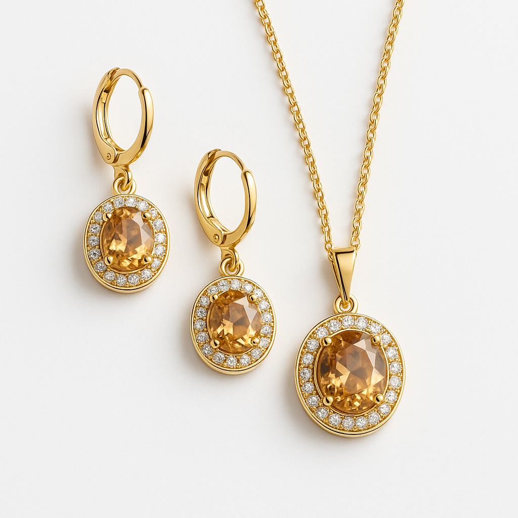 Cubic Zirconia Halo Set