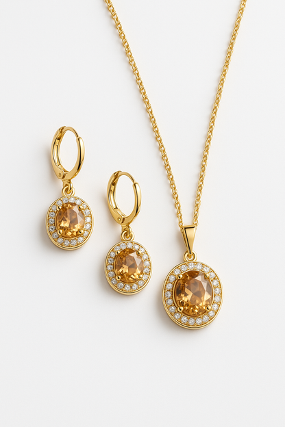 Cubic Zirconia Halo Set