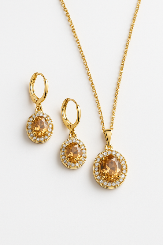 Cubic Zirconia Halo Set