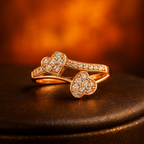 Double Heart Pavé Ring