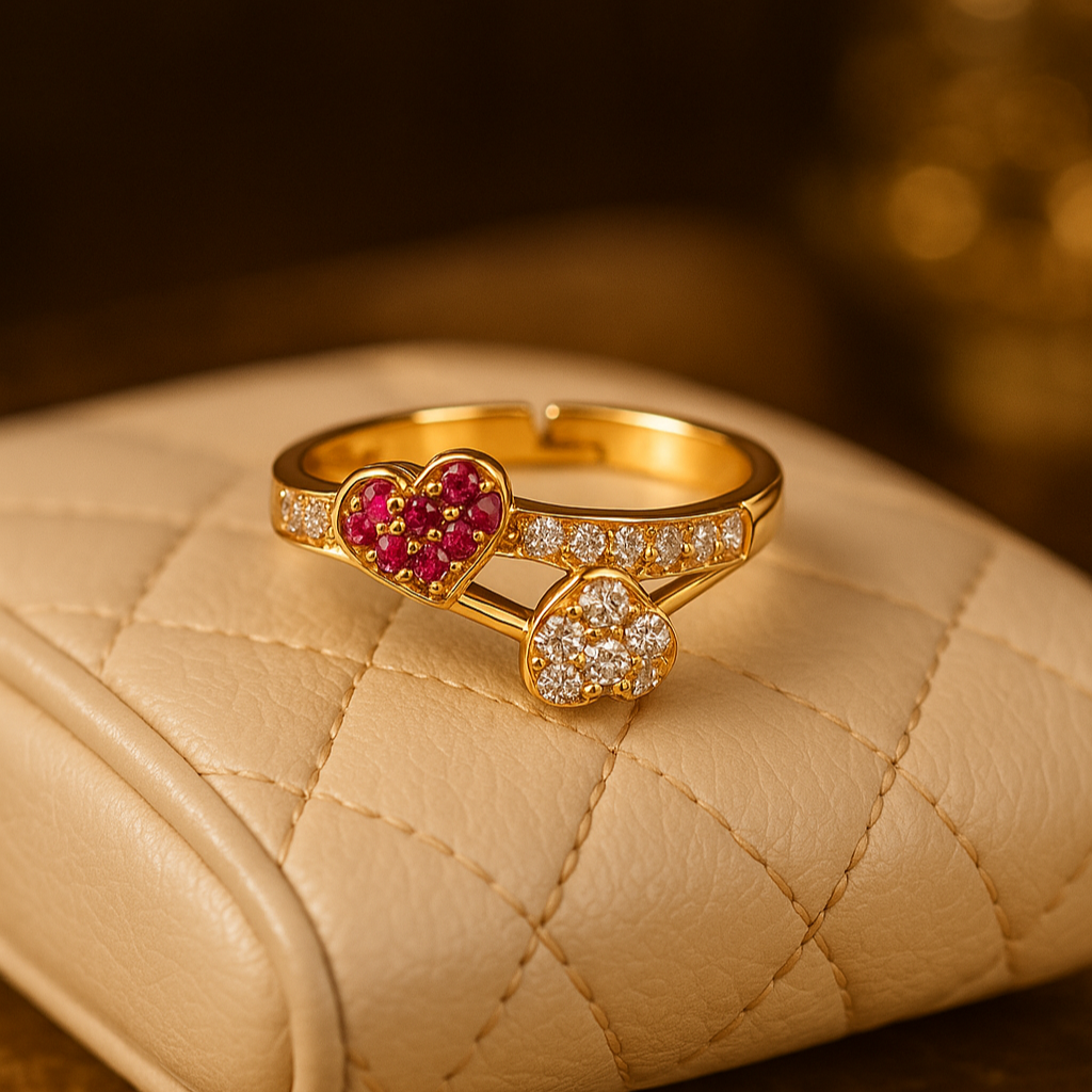 Double Heart Pavé Ring