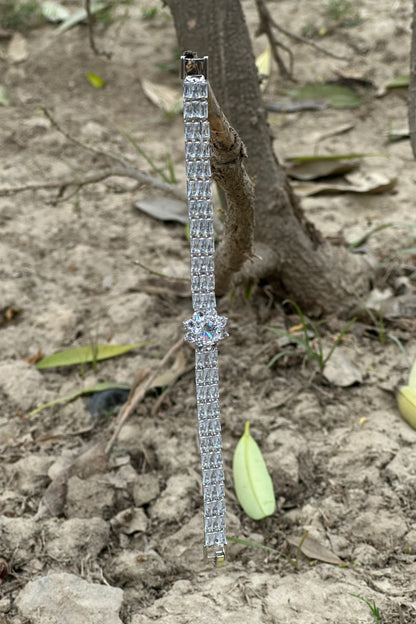 Floral Center Tennis Bracelet