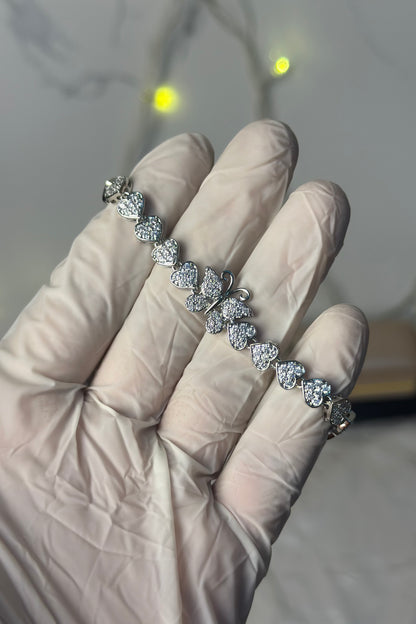 Butterfly Love Silver Bracelet - Crystal Edition