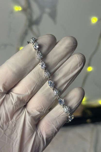 Classic Solitaire & Cluster Bracelet - Silver Diamond Edition