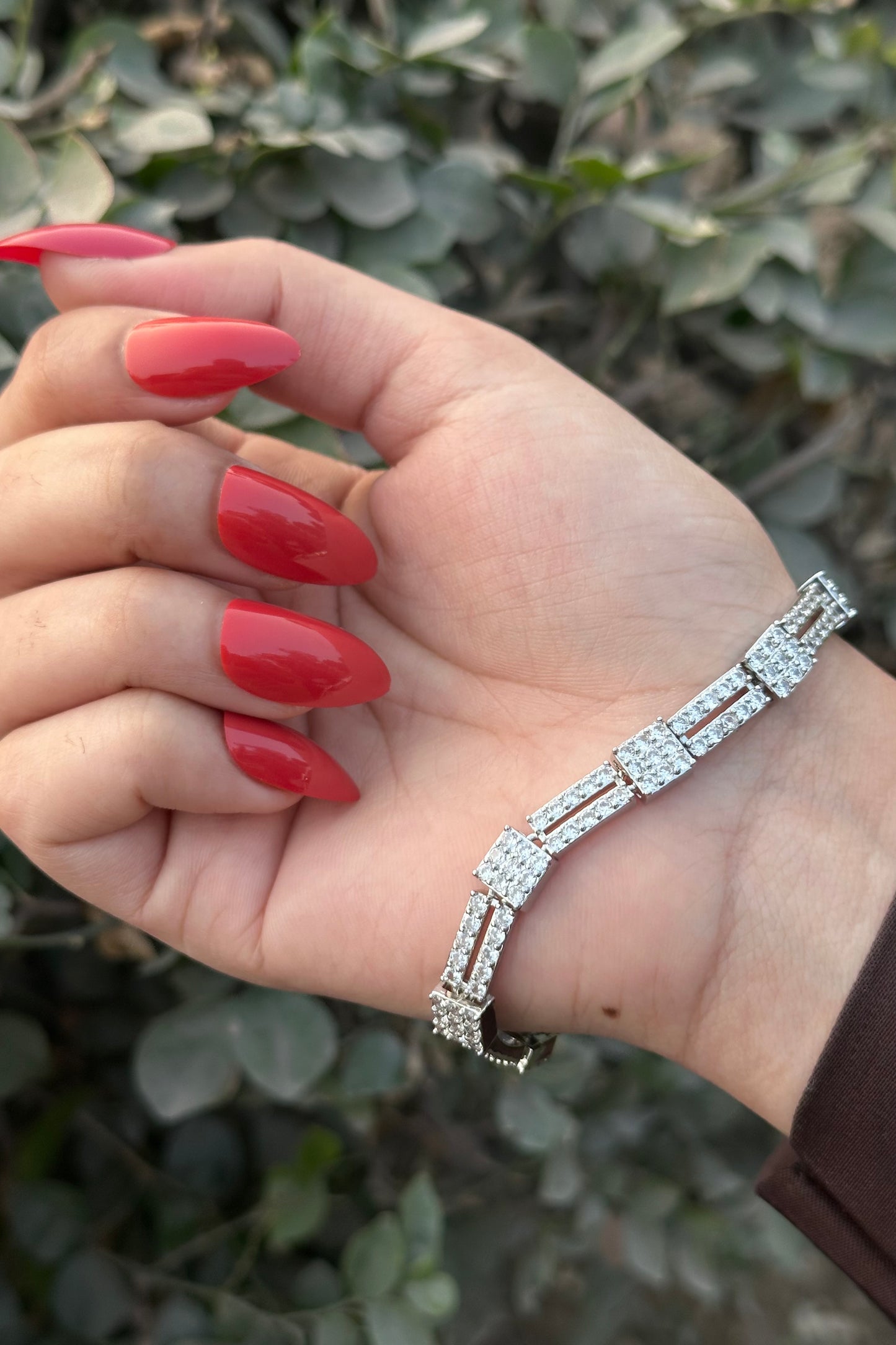 Diamond-Cut Square Link Bracelet - Silver Edition