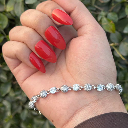 Classic Solitaire & Cluster Bracelet - Silver Diamond Edition