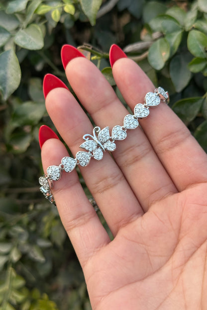 Butterfly Love Silver Bracelet - Crystal Edition
