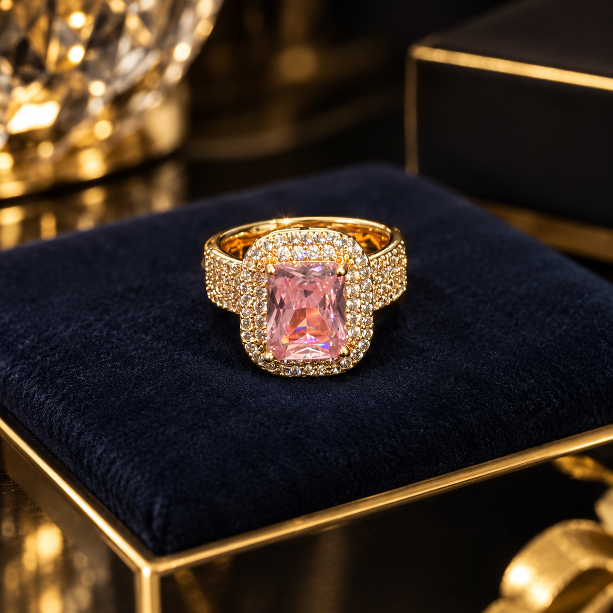 Royal Pink Halo Ring