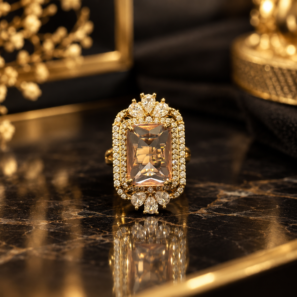 Royal Champagne Halo Ring