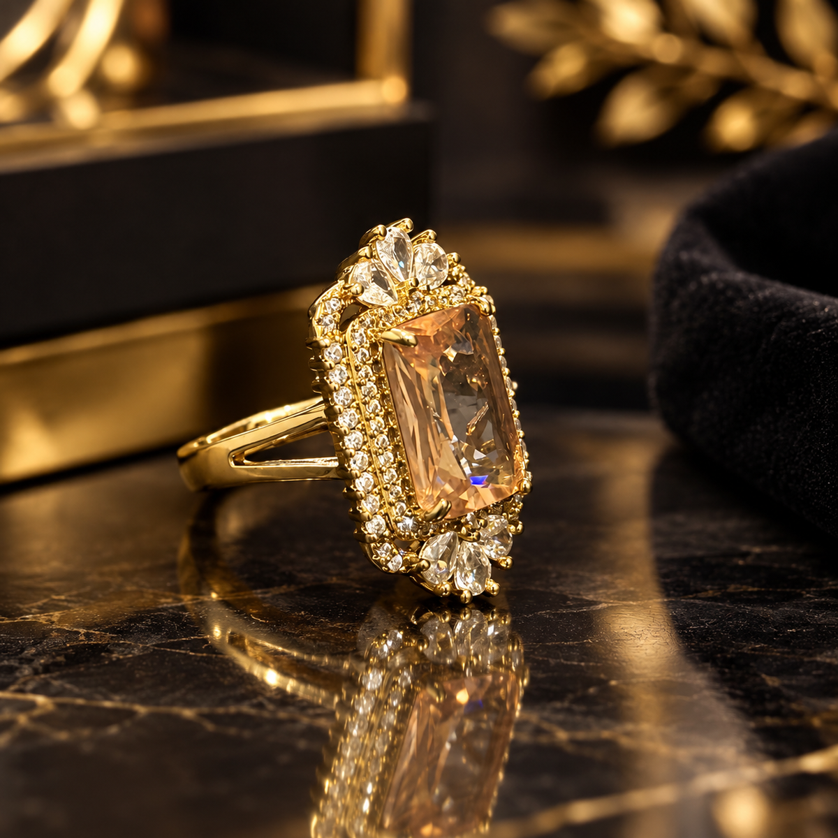 Royal Champagne Halo Ring
