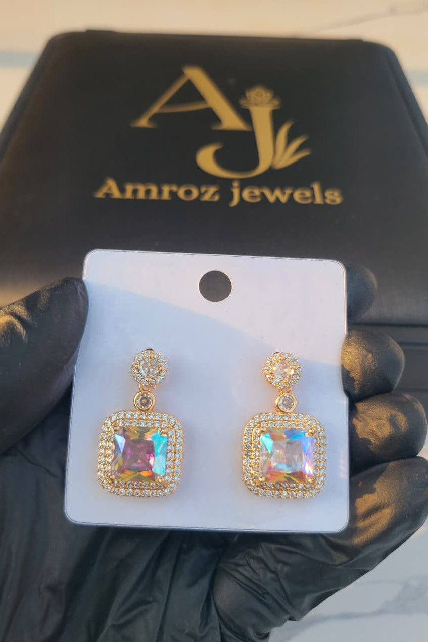 Square Crystal Drop Earrings