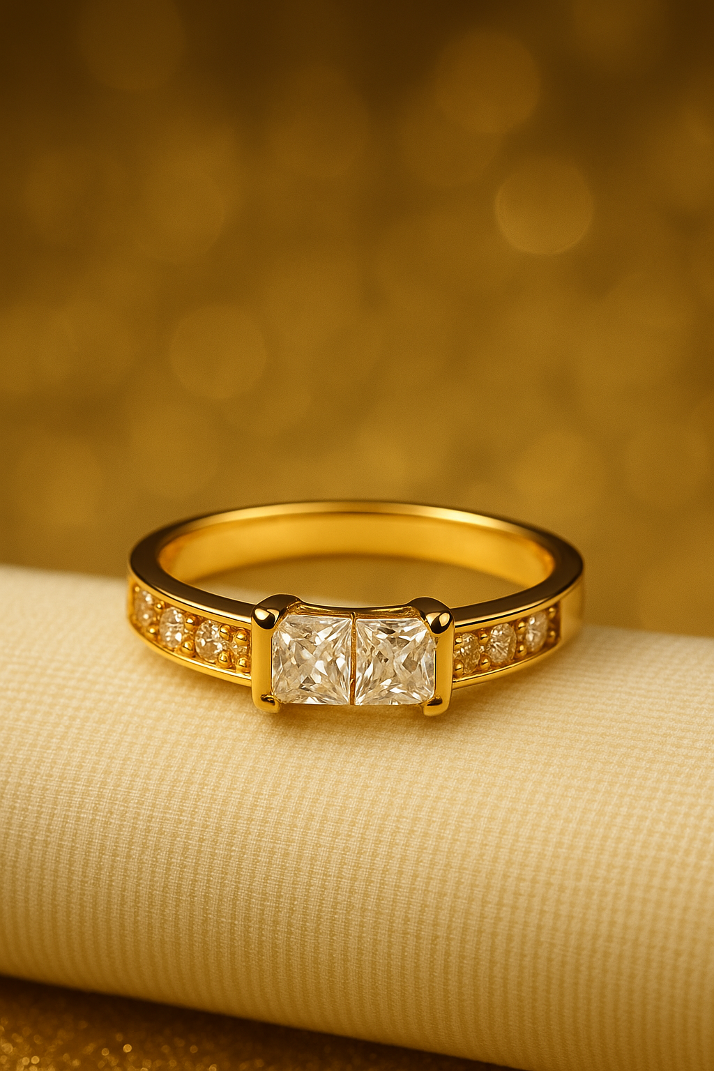 Two Stone Square Cut Ring