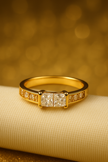 Two Stone Square Cut Ring