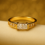 Two Stone Square Cut Ring