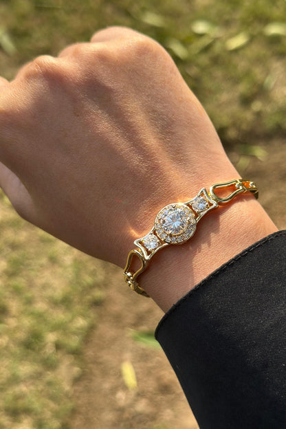 Crystal Square Link Bracelet - Gold Edition