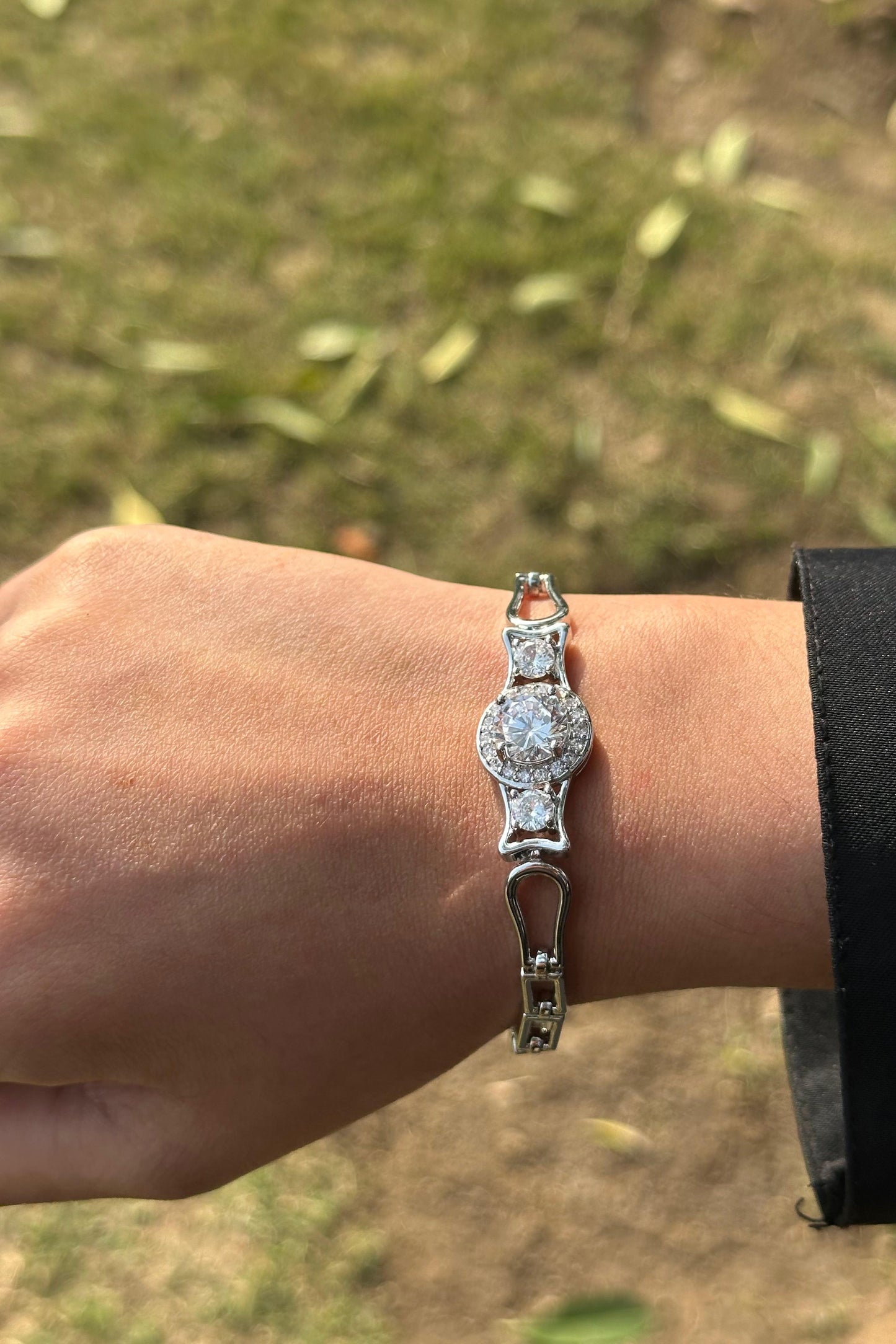 Crystal Square Link Bracelet - Gold Edition