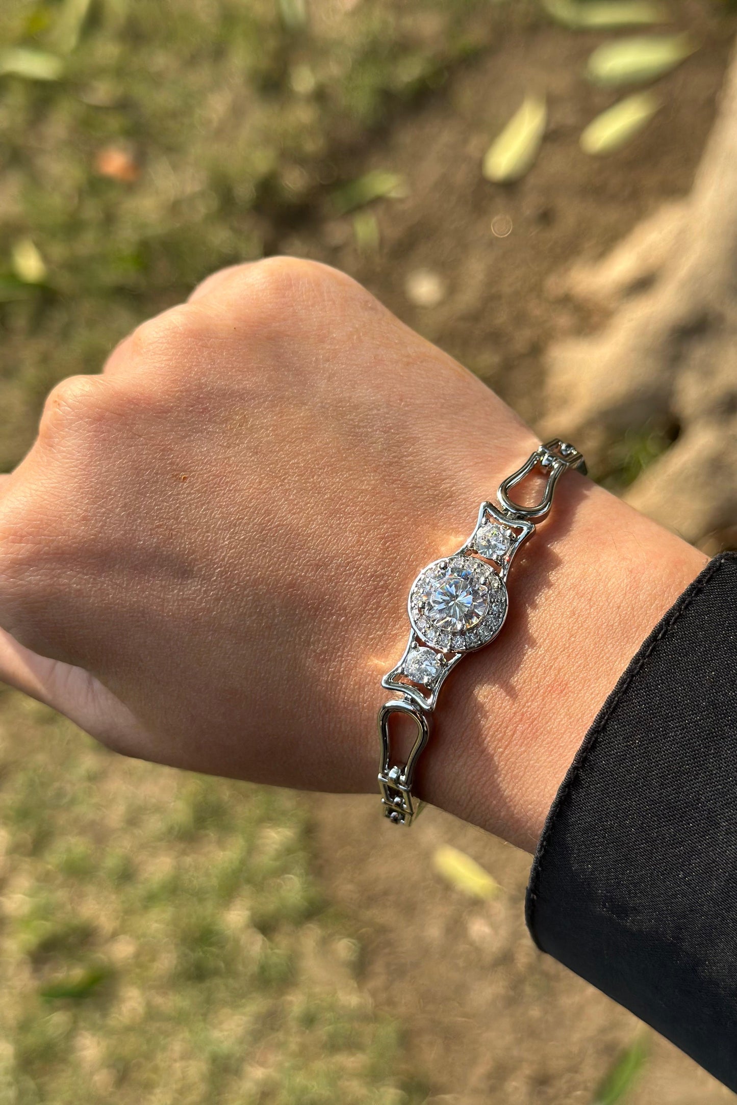 Crystal Square Link Bracelet - Gold Edition