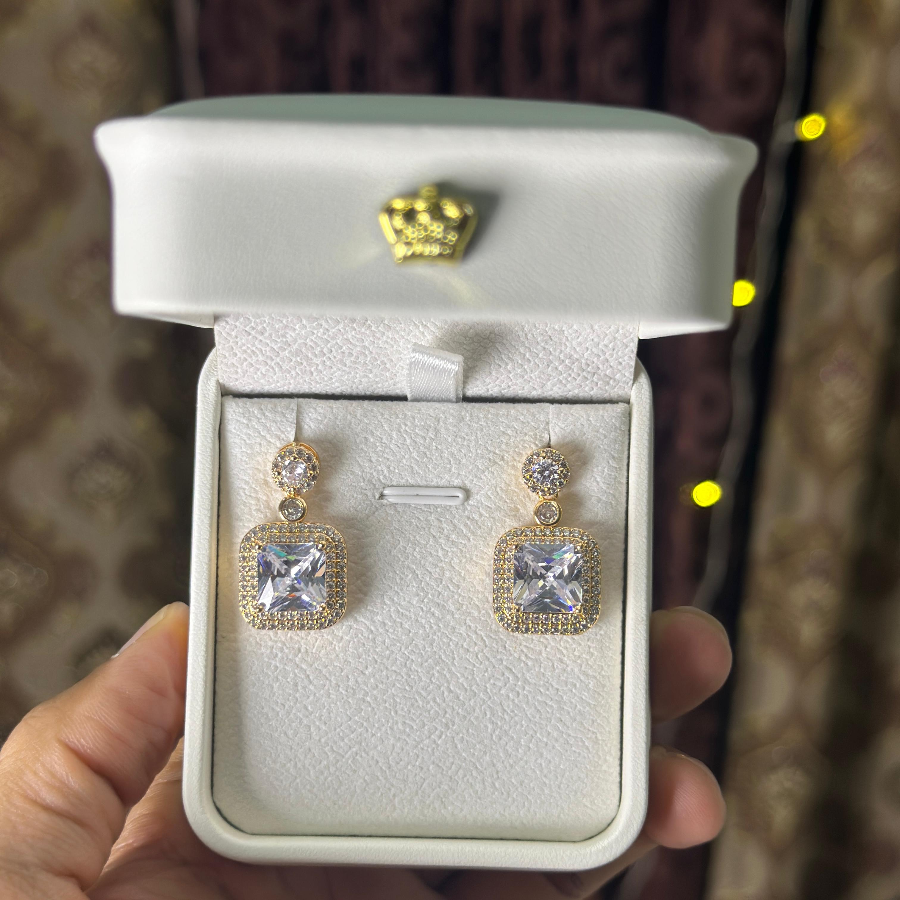 Square Crystal Drop Earrings