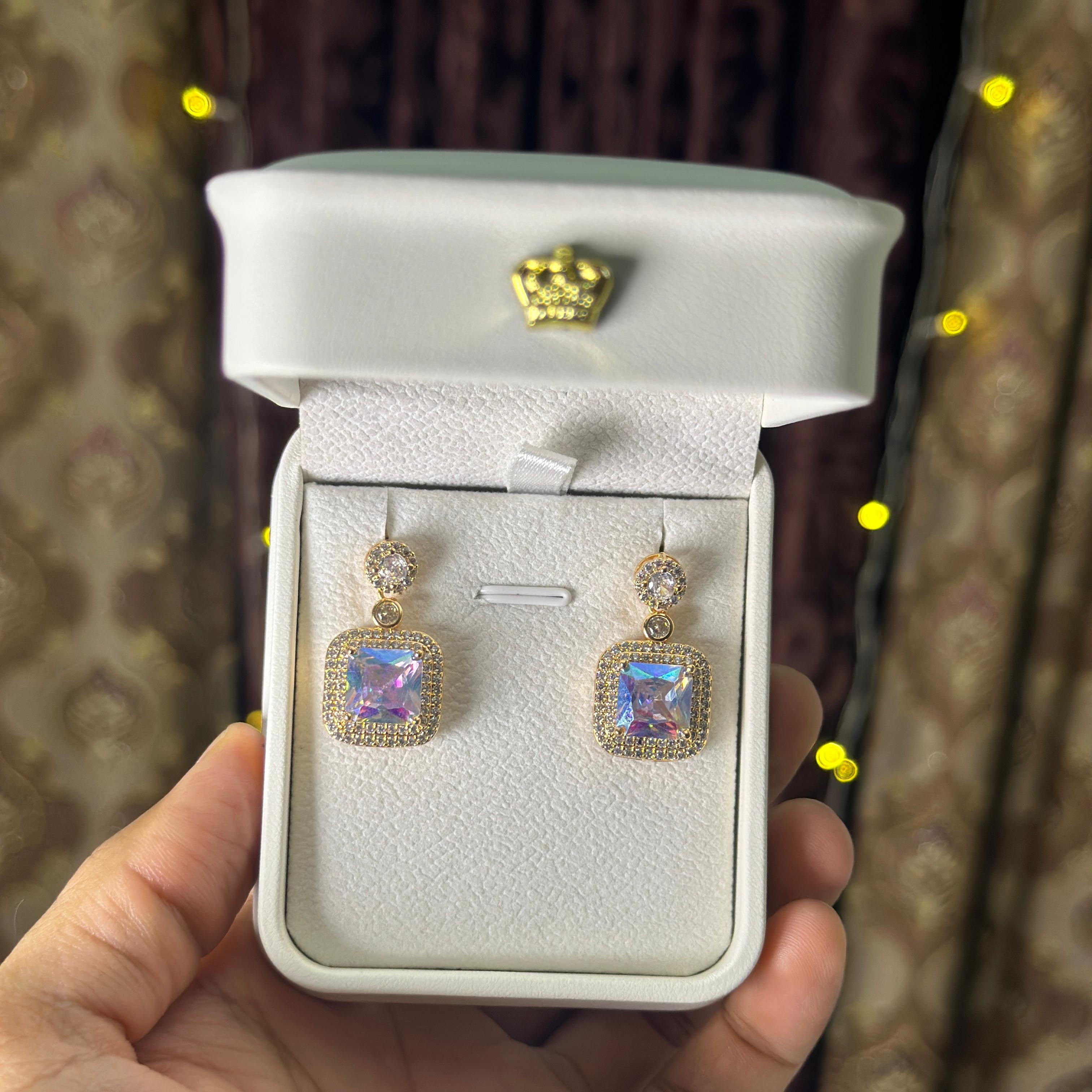 Square Crystal Drop Earrings