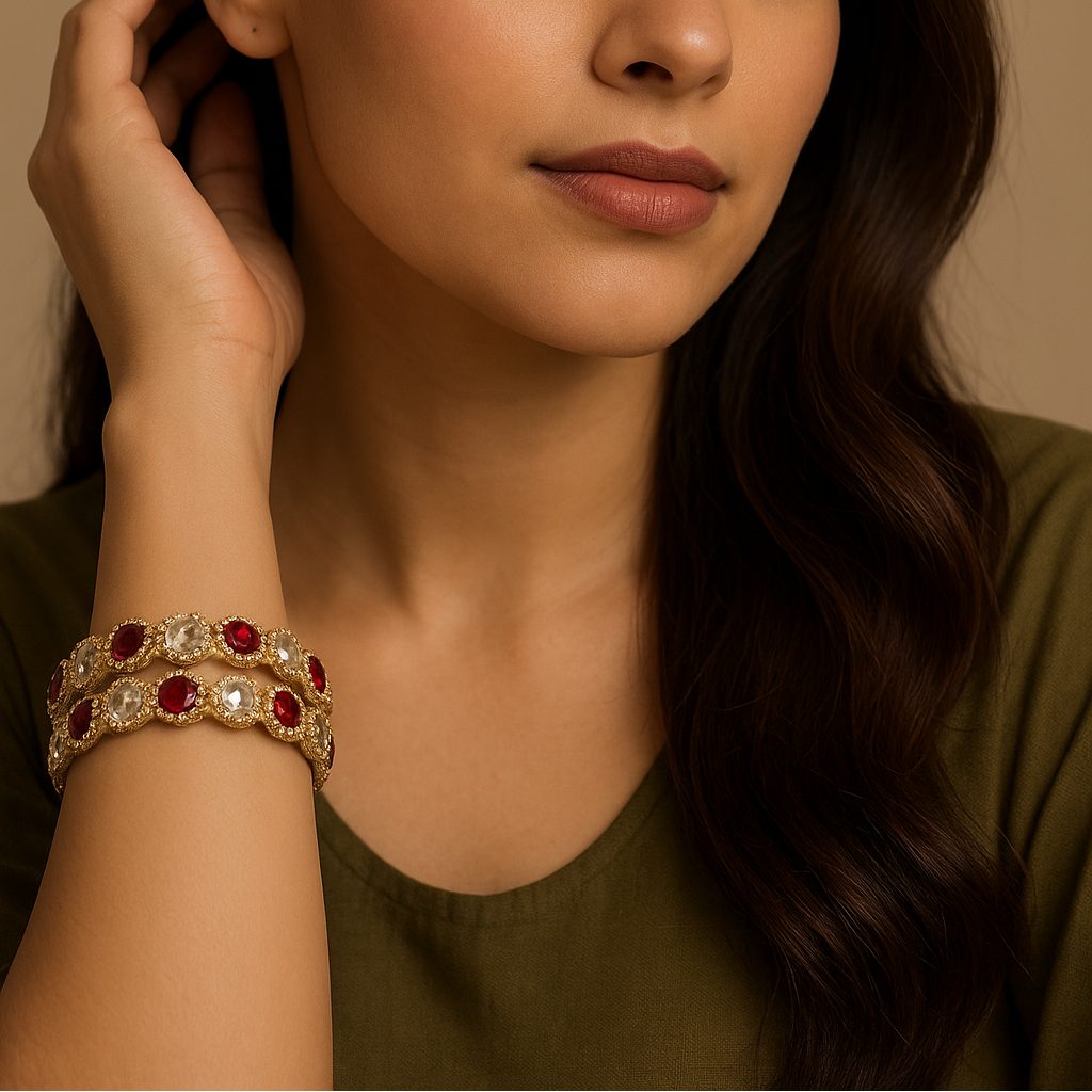 Zehra Ruby Pearl Bangles