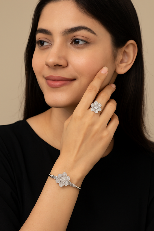 Crystal Blossom Bangle & Ring