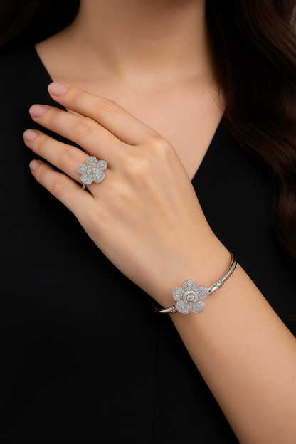 Crystal Blossom Bangle & Ring