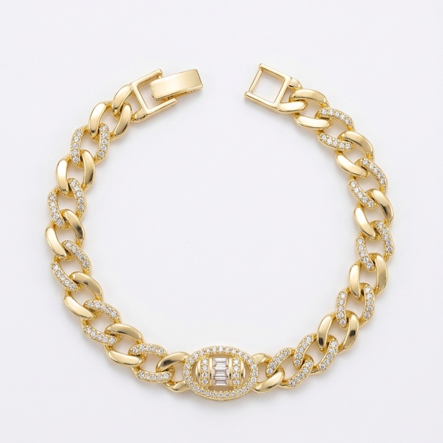 Premium Oval Halo CZ Bracelet