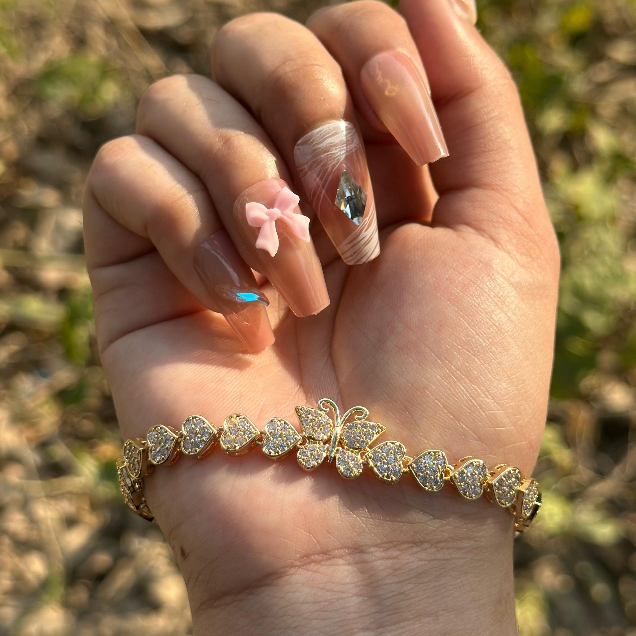 Butterfly Center Heart Chain Bracelet