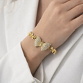 Gold Butterfly Link Bracelet with CZ Diamonds