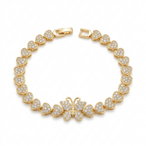 Butterfly Center Heart Chain Bracelet