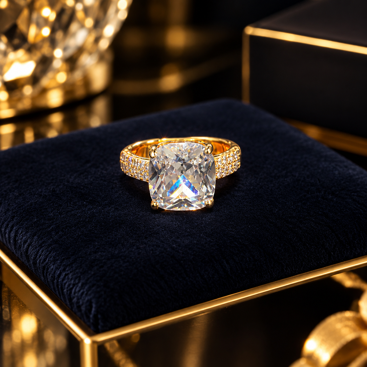 Crystal Cushion Solitaire Ring