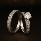 Double Band Solitaire Ring Set