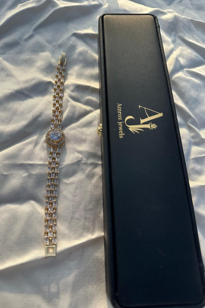 Royal Halo Solitaire Bracelet - 24K Gold Series