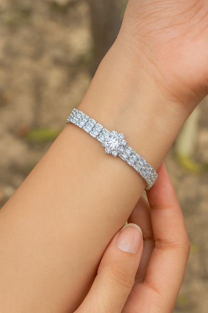 Floral Center Tennis Bracelet