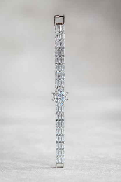 Floral Center Tennis Bracelet