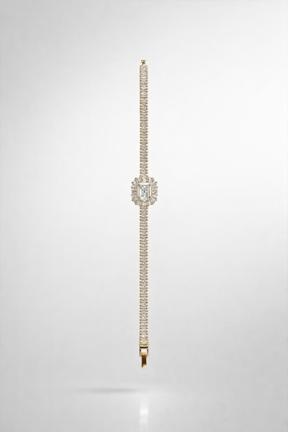 Gold Halo Radiant Bracelet - 1 Carat Look
