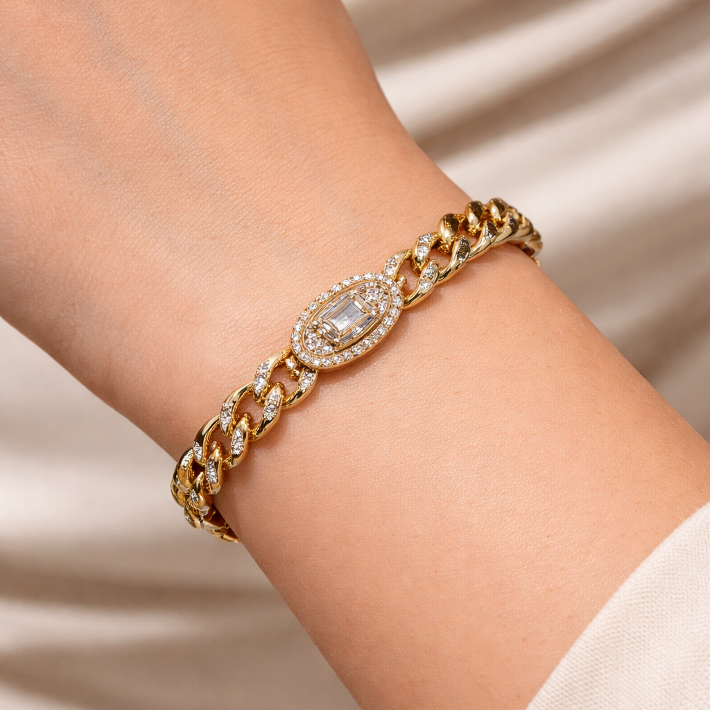 Premium Oval Halo CZ Bracelet