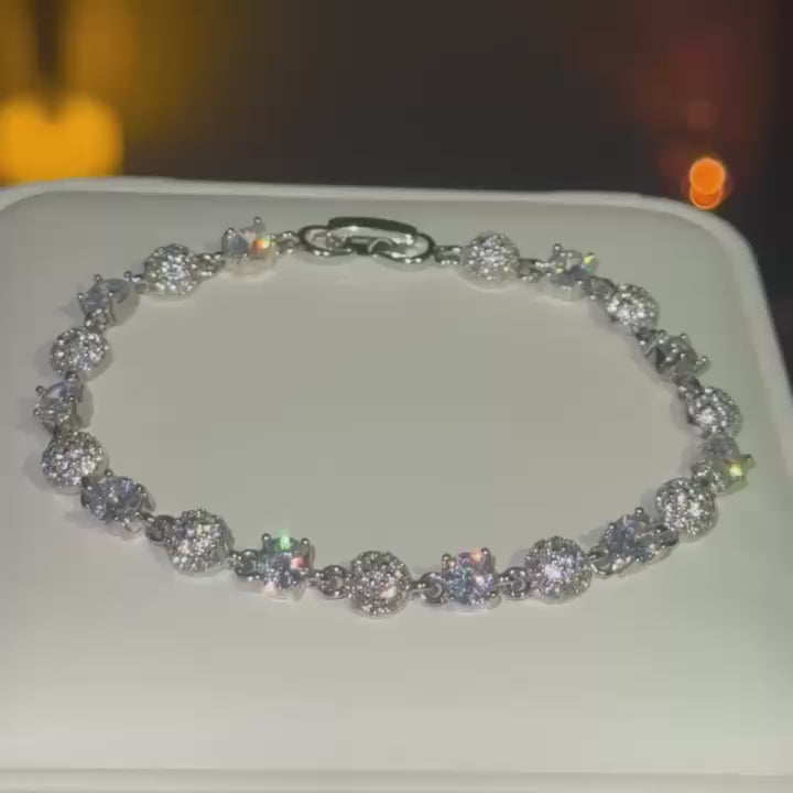 Classic Solitaire & Cluster Bracelet - Silver Diamond Edition